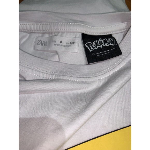 Pokemon T Shirt Boy’s Size 8 Pikachu Anime White T Shirt - Zara Tee - Picture 5 of 5